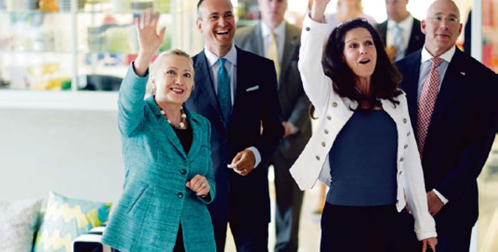 Hilary Clinton at the Marimekko factory