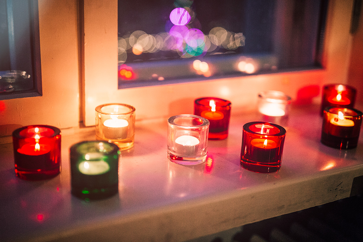 Christmas candles on windowsill in Finland for the holiday